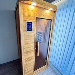 家庭用電気サウナ 90cm×190cm Bluetooth・照明付き 本格木製ガラスドアの画像