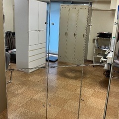 鏡扉！2段扉付き収納棚(3列2個セット)の画像