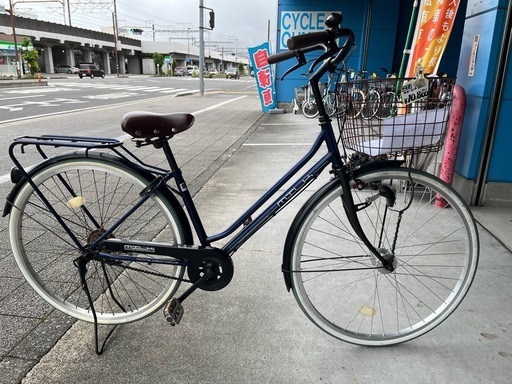 【完売御礼】【大人用】整備済中古自転車 サイモト27型ミルク 紺色 <自転車のオオムラ 静岡店>