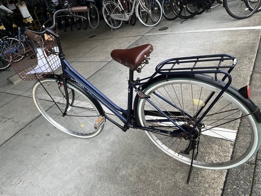 【完売御礼】【大人用】整備済中古自転車 サイモト27型ミルク 紺色 <自転車のオオムラ 静岡店>