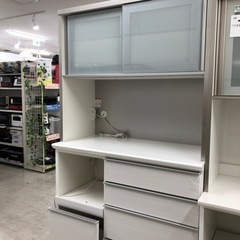 松田家具レンジボード2枚扉ホワイト【トレファク堺福田店