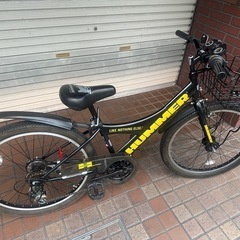 24インチ　HUMMER（ハマー）　外装6段変速　カゴ　フェンダー付き子供用自転車　ブラックの画像