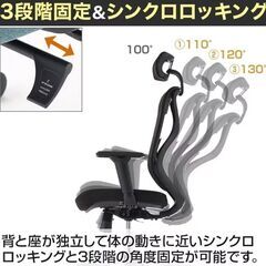 美品！【オフィスコム】人間工学 椅子・オフィスチェア YS-1 肘付き 可動肘 ヘッドレスト付き/個々の体に寄り添う高機能 ■U-990の画像