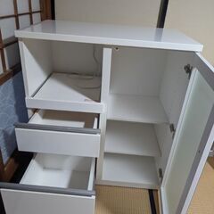 ニトリ 食器棚 キッチンカウンター ミドルレンジボード キュリー2 90MRB WHの画像