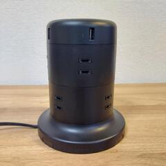 値下げ可 エレコム 電源タップ タワー型 延長コード USB ECT-0620BK の画像