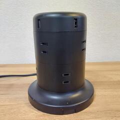 値下げ可 エレコム 電源タップ タワー型 延長コード USB ECT-0620BK の画像