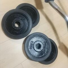 ウエイト プレート 連結バーベルシャフト Wバー 筋トレ セットの画像