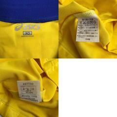 日本製/Vintage★asics/アシックス★サッカーゲームシャツ 半袖Ｔシャツ【メンズXO/黄/yellow】プラクティス/Tops/Shirt◆BJ035-jの画像