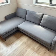 【楽天1位】LIFEDEPT右カウチ付きダークグレー3人掛けソファの画像