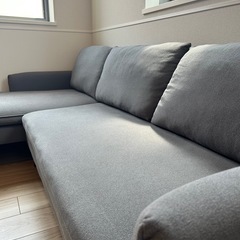 【楽天1位】LIFEDEPT右カウチ付きダークグレー3人掛けソファの画像
