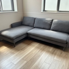 【楽天1位】LIFEDEPT右カウチ付きダークグレー3人掛けソファの画像