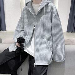 メンズ 長袖 パーカー 秋 ジップアップ フード付き カジュアルの画像