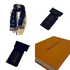 ルイヴィトン LOUIS VUITTON マフラー モノグラム オール アバウト M79130 ネイビーの画像