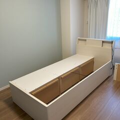  ニトリ 収納付 シングルベッド フレーム アザン3 チェスト 40J/WWの画像