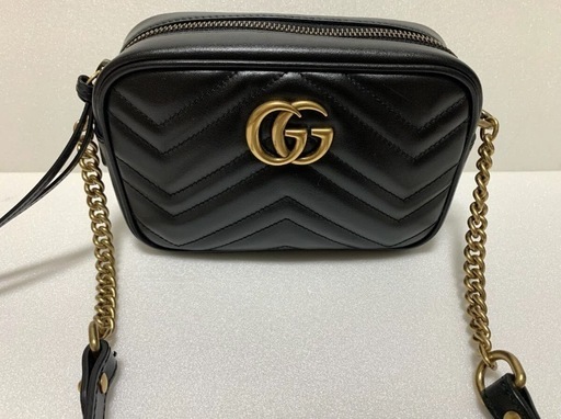 GUCCI グッチ GGマーモント チェーンショルダーバッグ 黒色　キルティングソフトレザー 448065 正規直営店物　247500