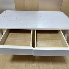 決まりました🙇‍♂️値下げなし早い者勝ち❗️木製 センターテーブル リビングテーブル ローテーブル 棚付 幅90cmの画像