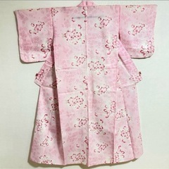 浴衣セット 桜の花柄 ピンク レディース 半幅帯 赤 チェック柄UNIQLOの画像