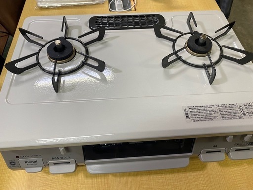 美品★グリル未使用／Rinnai/リンナイ　都市ガス用　RTE597BEL　2024年製2口 グリル付 左強火　ガスホース カチット付き