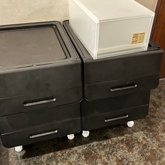 収納ボックス フタ付き 前開き 浅&深型＋無印収納ケースの画像