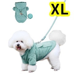 【未使用品】XL ペット服 防寒着 犬服 冬用 犬用リード付き ポケット ハーネス 脱着簡単 防寒対策 の画像
