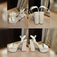 【GRL】スクエアトゥチャンキーヒールサンダル / オフホワイト 23.5cmの画像