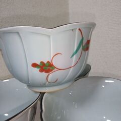 未使用　有田焼　秀峰窯　中鉢360㎖　お椀　４客　赤絵の画像