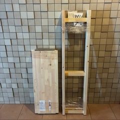 【未開封】IKEA 木製シェルフ　セット一式　無垢パイン材  高さ124 奥行30 幅89の画像