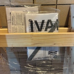 【未開封】IKEA 木製シェルフ　セット一式　無垢パイン材  高さ124 奥行30 幅89の画像