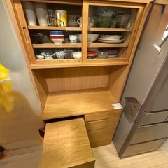 無印　木製カップボード　オーク材　　の画像