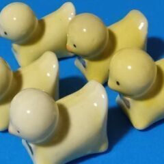 お話中です！食卓に癒しをどうぞ！　可愛い♪　陶器のアヒルの箸置き　５個セット 未使用の画像