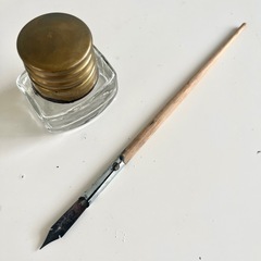 アンティーク　つけペン　インクボトル　セット　万年筆 木製 軸ペン　の画像