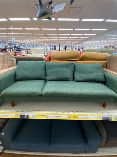 タマリビング　3人掛けソファー　ファブリック　グリーン