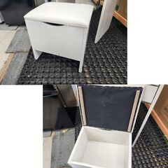 現状特価品 ドレッサー 幅50㎝ コンセント2口付き イス付き 鏡台 メイク台 デスク 化粧台 ホワイト 白 木製 札幌市 平岸店の画像