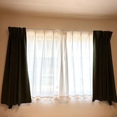 カーテン　レースカーテン　セット　緑の画像