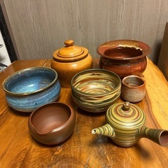 茶器セット& 根来塗 手提二段 茶器入れの画像