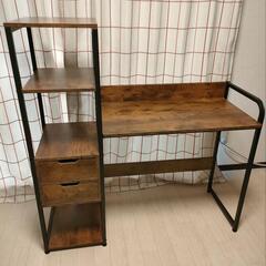 【美品・机左右取付け可】収納2段付パソコンデスク＋椅子のセットの画像