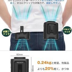 新品！ベルトファン！腰掛け扇風機　首掛け　ブラック　小型　軽量　暑さ対策の画像