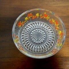 ◆ガラス 器 花柄 昭和レトロ 中古品の画像