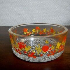◆ガラス 器 花柄 昭和レトロ 中古品の画像