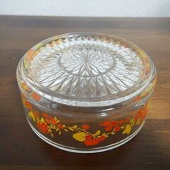 ◆ガラス 器 花柄 昭和レトロ 中古品の画像
