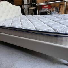 おしゃれフレンチ調 セミダブルベッド、25cm Avenco  マットレスセット、幅120cm Used/キレイの画像