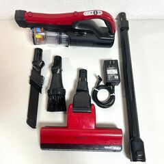 日立 掃除機 コードレス サイクロン 2020年製 PV-BHL1000J1 ラクかる スティッククリーナー モーターヘッド 動作確認 清掃済 レッド 本体 バッテリー ヘッド 充電器 スタンド セットの画像