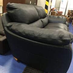 ★リユースのサカイ横浜南店★YM1283 Italsofa 二人掛けソファー（オットマン付き） ブラック W230×D100×H85 クリーニング済みの画像