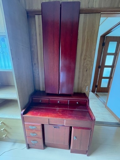 昭和レトロ 3面鏡 (なひ) 妻鹿のドレッサーの中古あげます・譲り