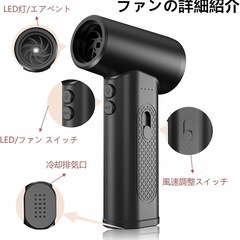 【新品未使用】電動エアダスター ブロワー 超強力 小型 9種類ノズル付き PC掃除 キーボードの画像