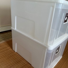 《決まりました》★値下げしました★【2個セット】衣装ケース 収納ケース 収納ボックス 引き出し プラスチック 押入れ収納 深型 ホワイト/クリア　の画像
