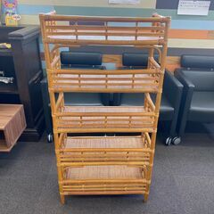 店頭引き渡し 中古 藤 ラタン 棚 ラック シェルフ 収納 家具 アンティークの画像