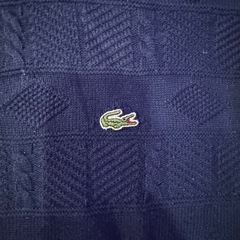 【美品】Lacoste クルーネック コットン セーター  Lの画像