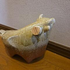 陶器　牛　干支　空ボトルの画像
