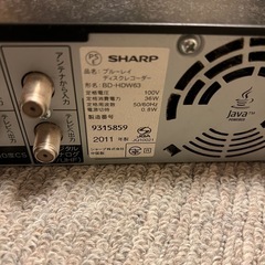 【SHARP】ブルーレイディスクレコーダー【動作良好】の画像